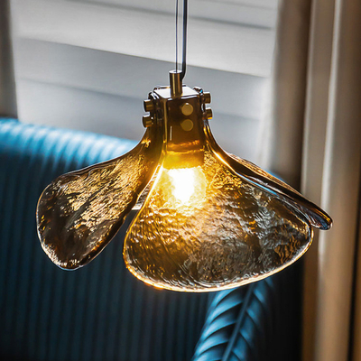 Nordic Vintage Wabi Sabi Clover Glass Chandelier Nhà hàng quán cà phê Phòng ngủ Pendant Light