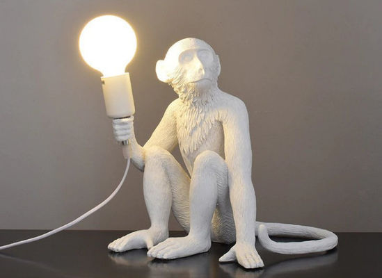 Nhựa hình khỉ trắng / đen 310mm * 310mm E27 Đèn bàn ban đêm