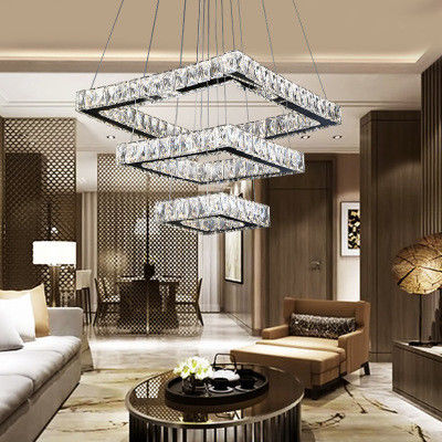 4000k LED pha lê Chrome ánh sáng mặt dây chuyền hiện đại cho phòng khách