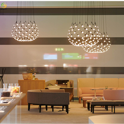 Trang chủ Khách sạn Kim loại Nghệ thuật Nướng Sơn đen Đèn LED mặt dây hiện đại