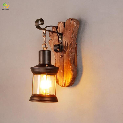 Tranh kim loại bằng gỗ cổ điển công nghiệp Đèn tường hiện đại cho trang trí hành lang nhà