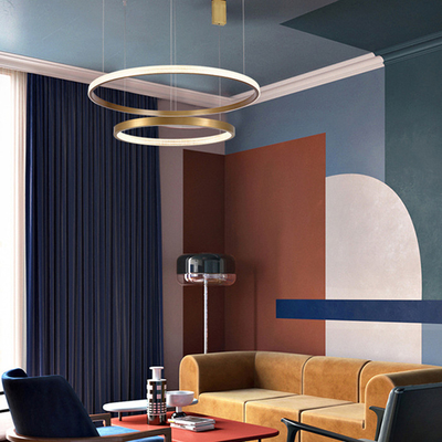 Treo hiện đại Đèn Led trong suốt Acrylic Vòng tròn Vòng tròn Ánh sáng Cầu thang Bắc Âu Phòng khách