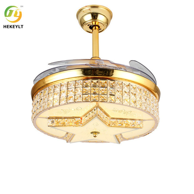 72W 42 inch Downrod LED Smart Crystal Gold Quạt trần có điều khiển từ xa