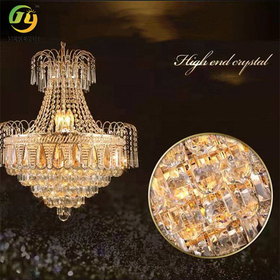 Lustres tùy chỉnh Led Gold Crystal Candle Đèn chùm sang trọng cho khách sạn sảnh cưới