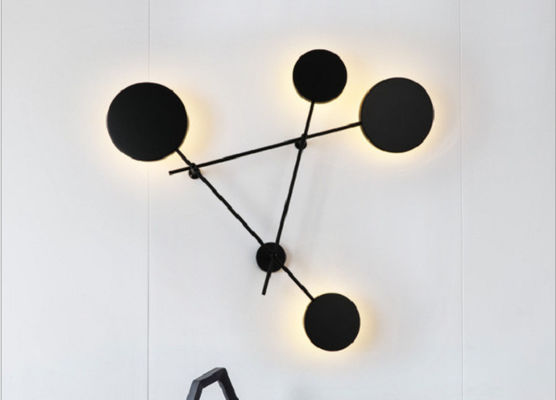 Đường kính 107cm Chiều cao 85cm Đèn Led màu đen Sắt Acrylic Đèn treo tường hiện đại